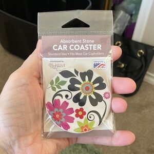 Highland Home Absorbent Stone Car Coaster - Floral Design